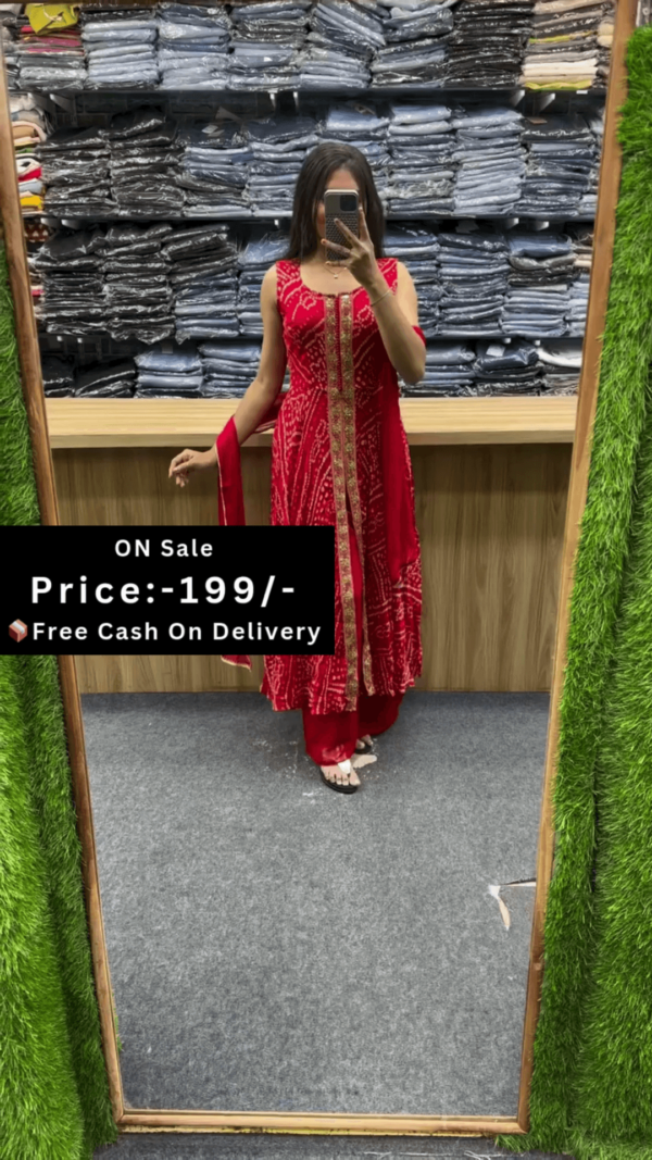 Leela bandhani print centre slit indowestern suit - Image 2