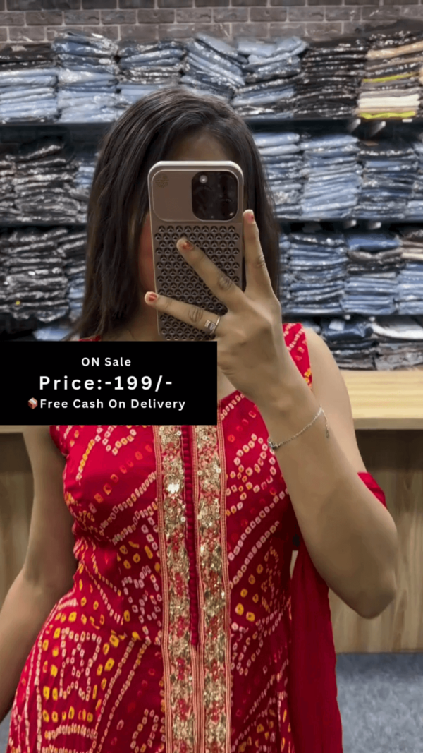 Leela bandhani print centre slit indowestern suit - Image 3