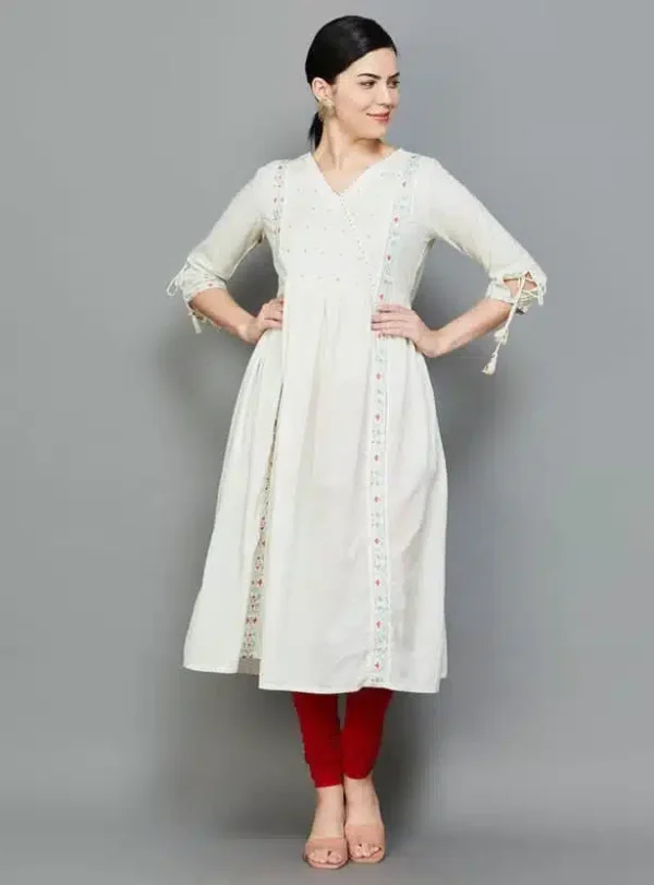 Women Beaded Yoke Flared Kurta