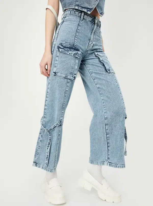 Washed Cargo Jeans For Women - Image 2