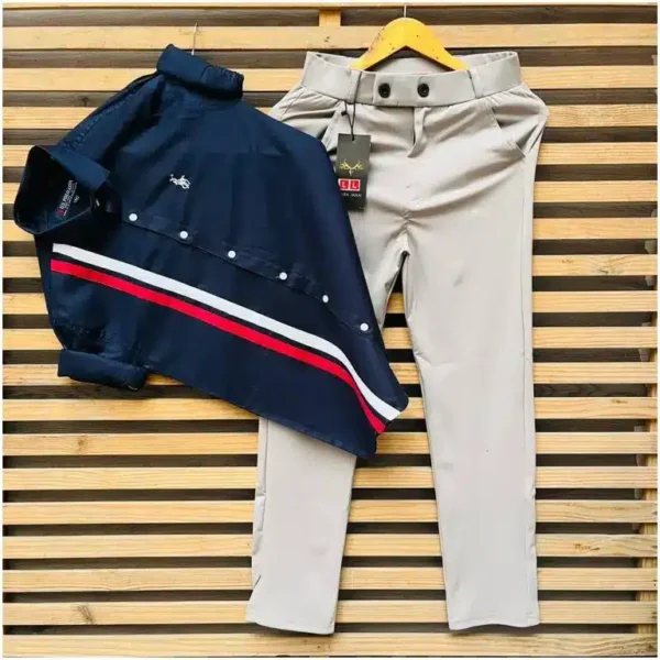 Men’s Lycra Trouser and Designer Shirt Combo