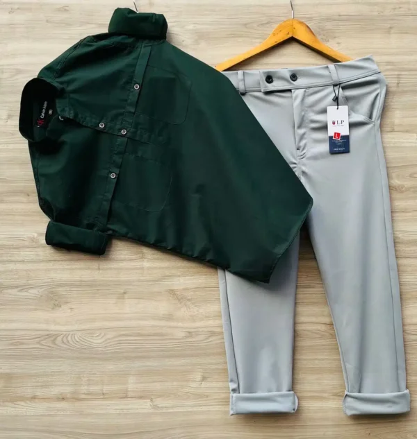 Double Pocket Shirt With Lycra Pant Combo For Men
