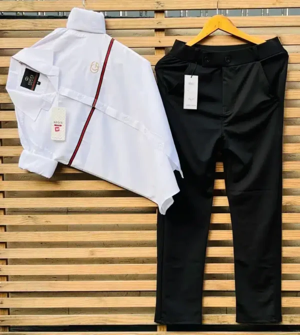 Party Wear Premium White Shirt & Black Pant Combo