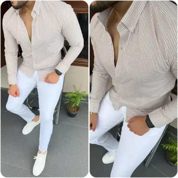 Men’s Stylish Combo Of White Denim Jeans and Cotton Shirt