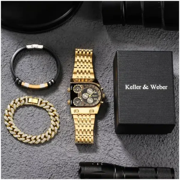 Big Dial Watch Quartz Business Men Gift Set