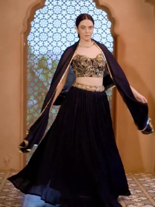 Embroidered Sequinned Ready to Wear Lehenga & Unstitched Blouse With Dupatta - Image 3